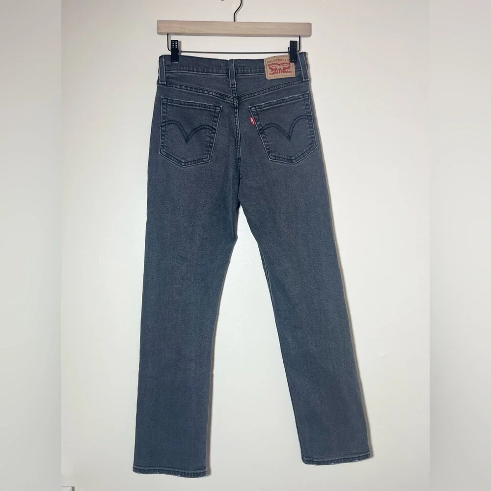 LEVI’S Wedgie Straight Black Distressed Button Fly‎ Jeans | 27 x 28